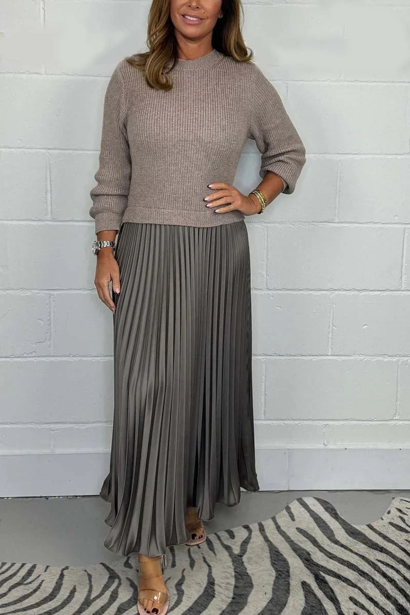 Miranda | Elegante y bonito vestido plisado con cuello redondo para mujer