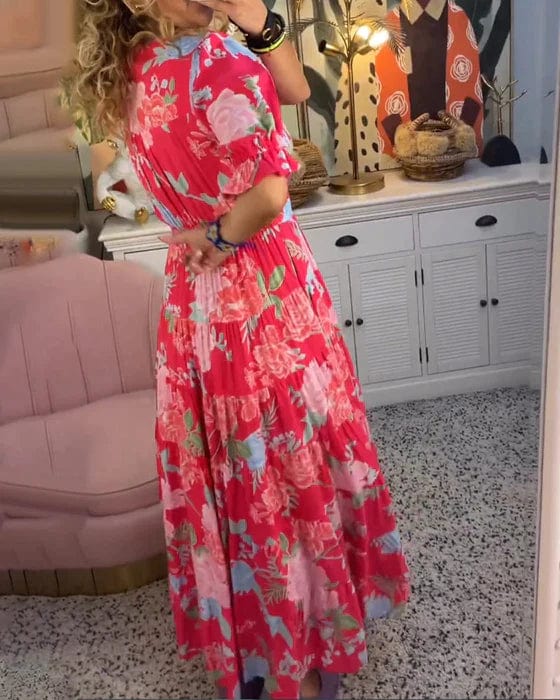 Teresa™ Vestido largo acogedor con cuello en V y bolsillos