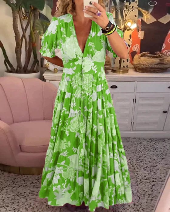 Teresa™ Vestido largo acogedor con cuello en V y bolsillos