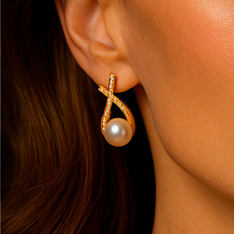 Perla | Conjunto Collar y Pendientes Bañado en Oro