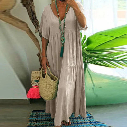 Blanca™ Vestido largo con escote en V y corte holgado