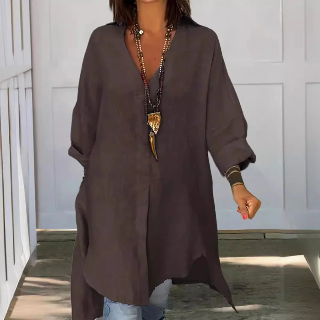 Lara™ – Blusón camisero de estilo relajado