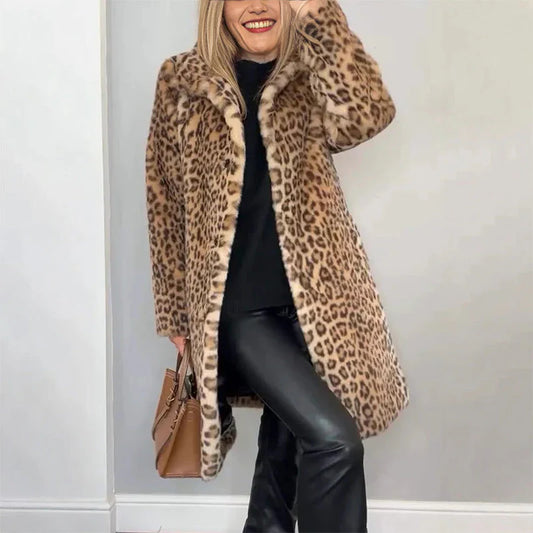 Susana - Abrigo de largo medio con estampado de leopardo