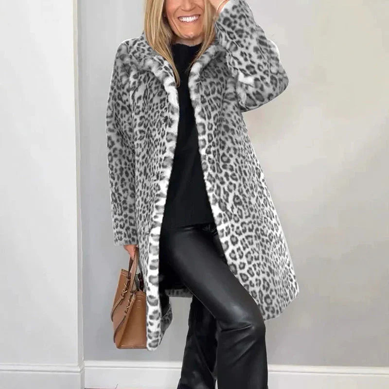 Susana - Abrigo de largo medio con estampado de leopardo