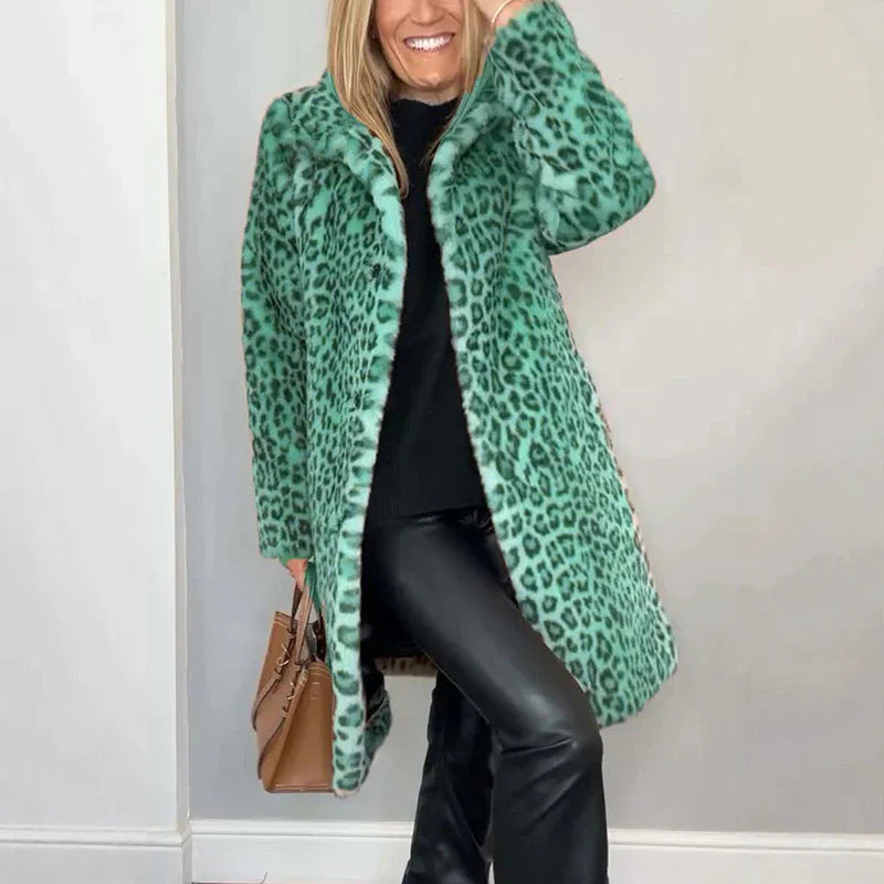 Susana - Abrigo de largo medio con estampado de leopardo