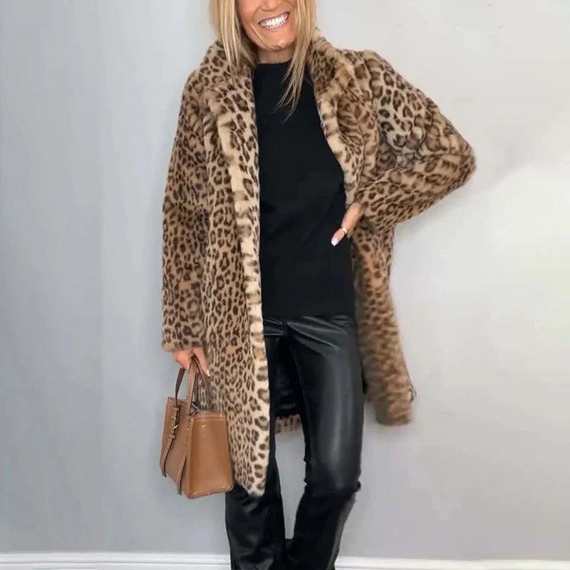 Susana - Abrigo de largo medio con estampado de leopardo