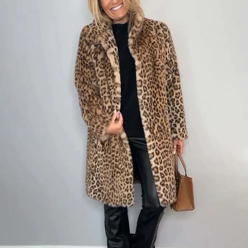Susana - Abrigo de largo medio con estampado de leopardo