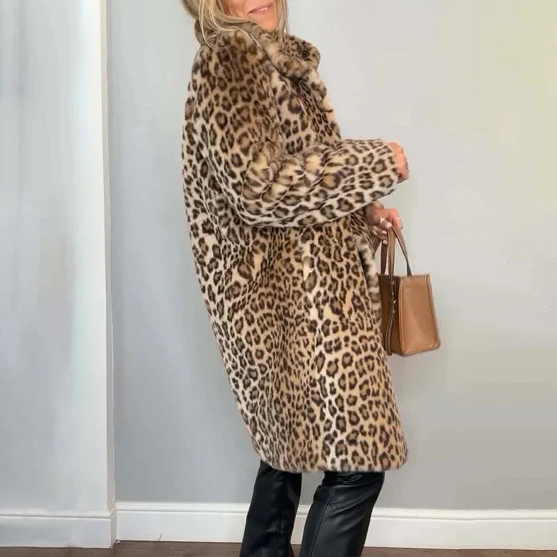 Susana - Abrigo de largo medio con estampado de leopardo