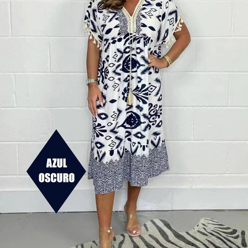 Celia™ Vestido Corto de Punto con Flecos
