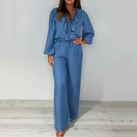 Carmen™ Conjunto con mangas cónicas y pantalones anchos