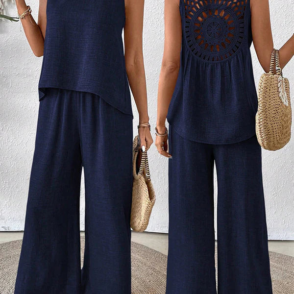 Tania™ | Conjunto con espalda calada y pantalón ancho