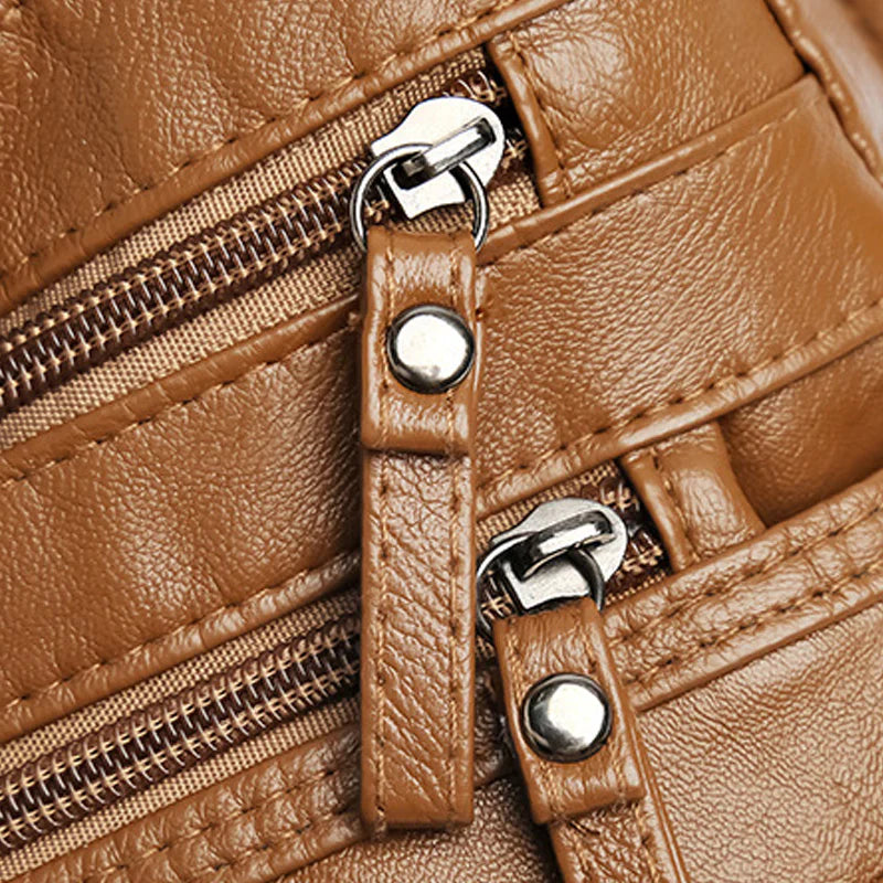 Nerea - Bolso bandolera moderno con múltiples cremalleras y correa ajustable