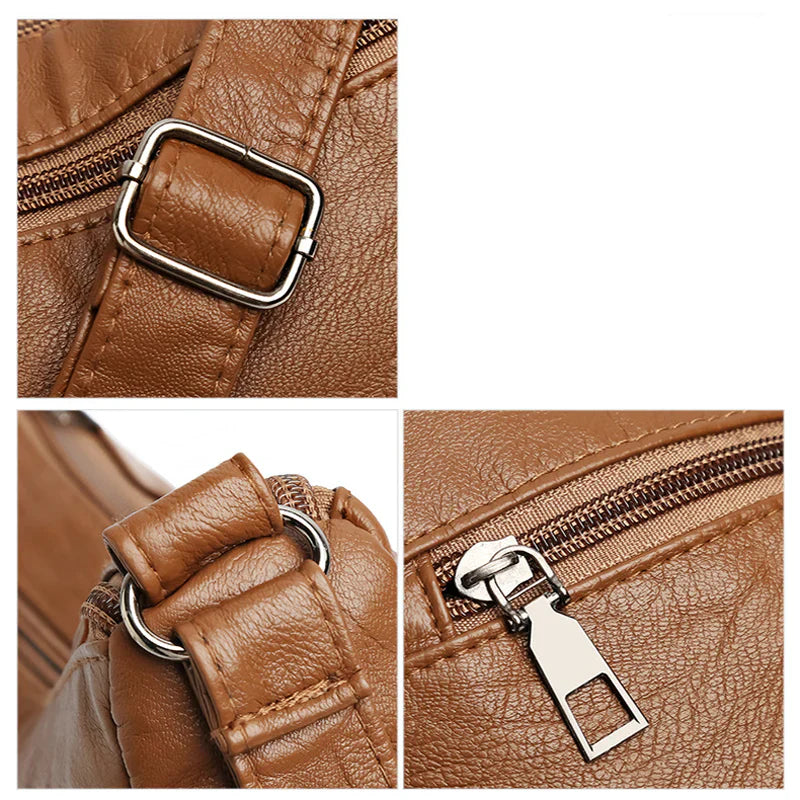 Nerea - Bolso bandolera moderno con múltiples cremalleras y correa ajustable