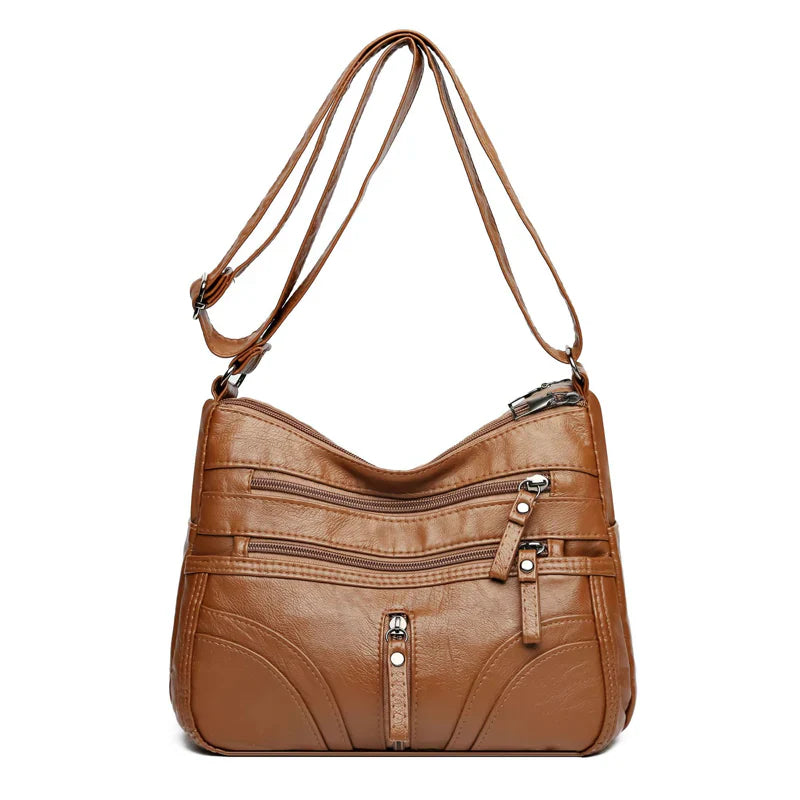 Nerea - Bolso bandolera moderno con múltiples cremalleras y correa ajustable
