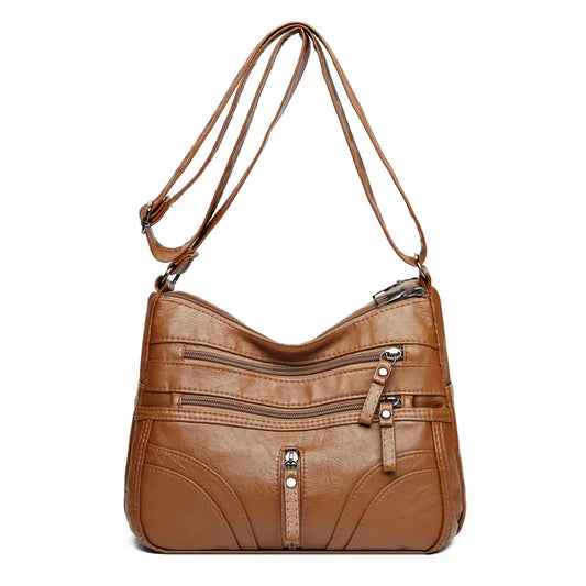 Nerea - Bolso bandolera moderno con múltiples cremalleras y correa ajustable