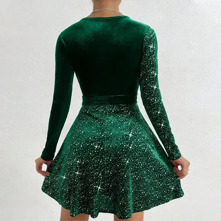Lucía – Vestido mini de lentejuelas en línea A
