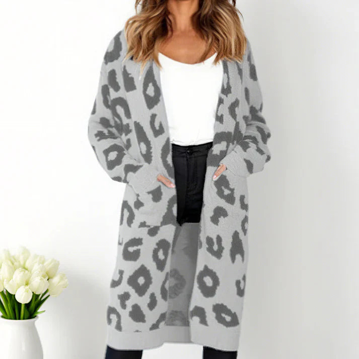 Duna - Cárdigan de punto con estampado de leopardo