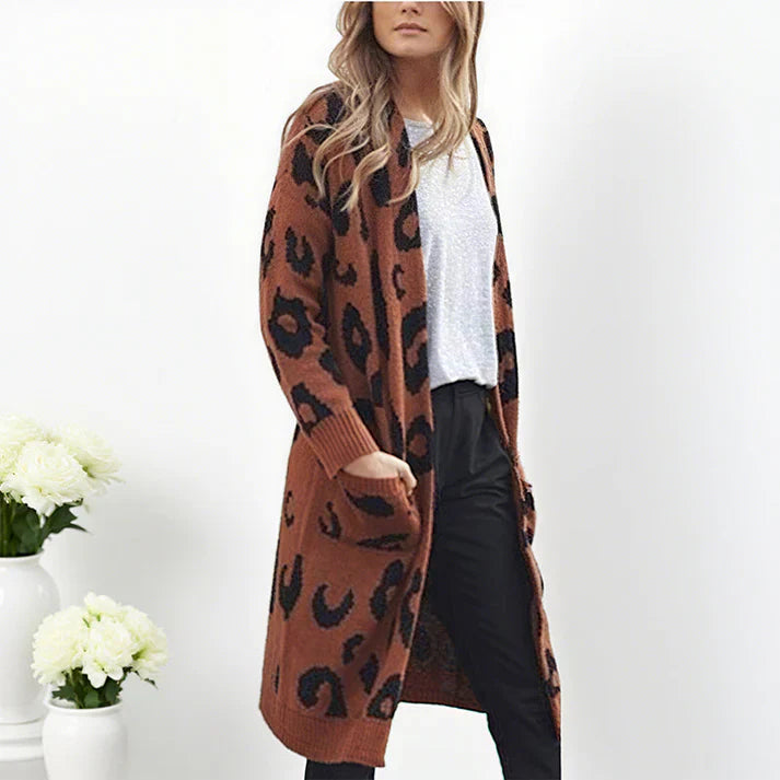 Duna - Cárdigan de punto con estampado de leopardo