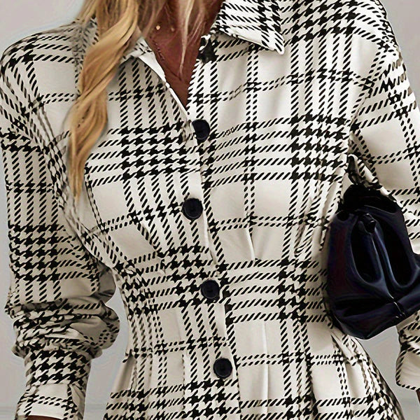 Romina - Vestido camisero de corte A a cuadros