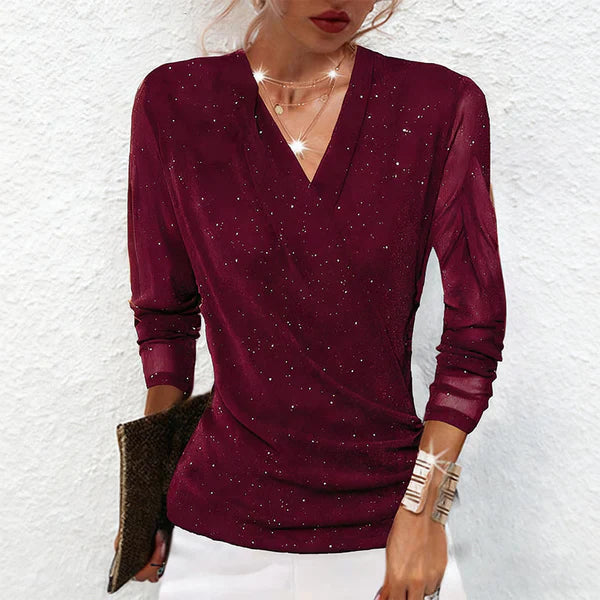 Aria | Blusa cruzada con brillantes