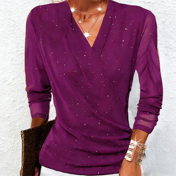 Aria | Blusa cruzada con brillantes