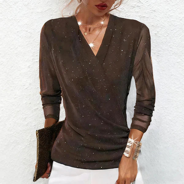 Aria | Blusa cruzada con brillantes