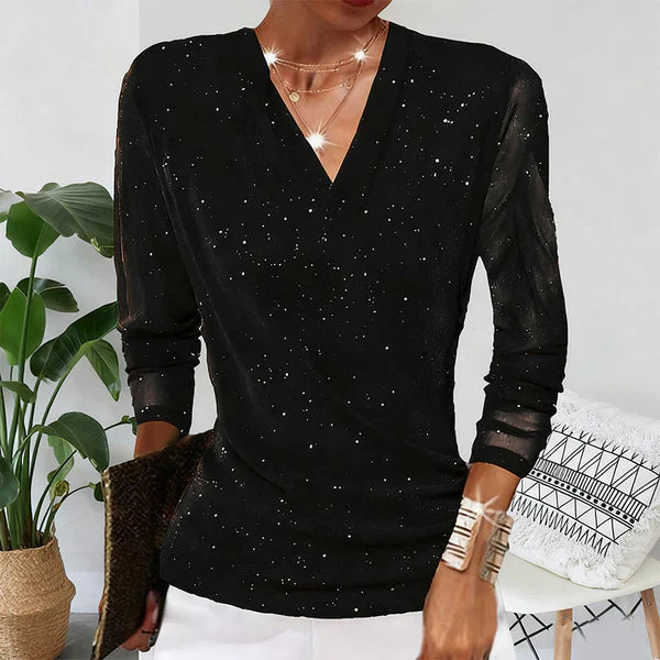 Aria | Blusa cruzada con brillantes