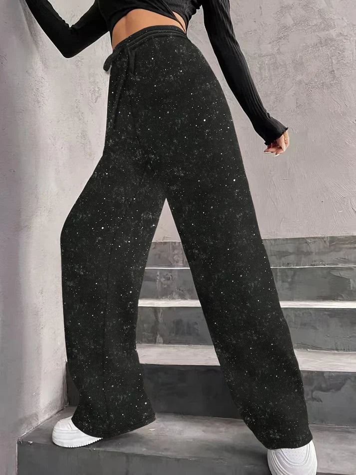 Sofía – Pantalones de lentejuelas de pierna ancha con cintura elástica