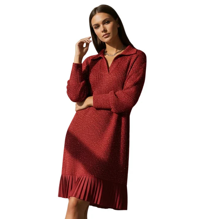 Lola – Vestido de punto con brillo y bajo plisado