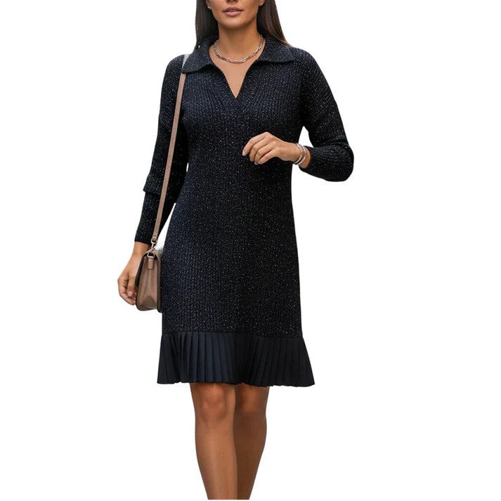 Lola – Vestido de punto con brillo y bajo plisado