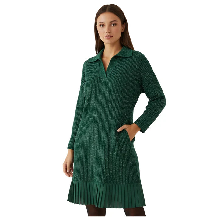 Lola – Vestido de punto con brillo y bajo plisado