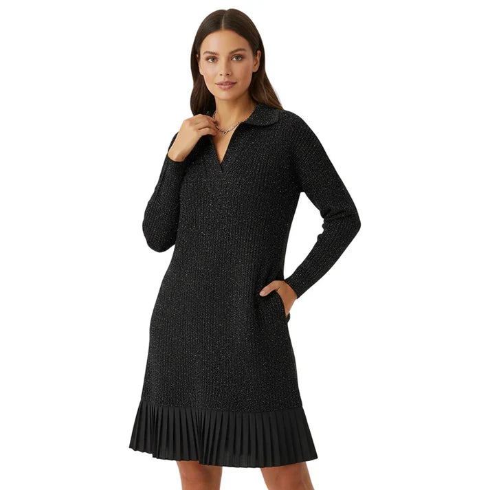 Lola – Vestido de punto con brillo y bajo plisado