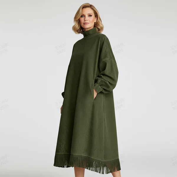 Aurora – Vestido casual de gamuza sintética de color liso